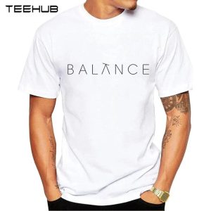 TEEHUB Men's New Creative Balance Words Design Short Sleeve T-Shirt Cool Printed Tops Hipster Tee Shirts VibeFlex Sports