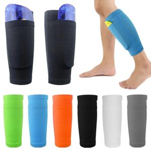 Shin Guards Soccer Football Canilleras Support Sock Nylon Leg Sleeves Shin Protector with Pocket Soccer Gear щитки футбольные VibeFlex Sports