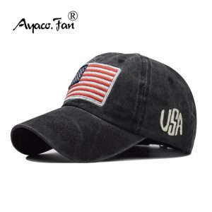 Women Baseball Cap Summer Denim Hats Men Spring USA Letter Flag Embroidery Baseball Hats Cotton Outdoor Vintage Visor Casual Cap VibeFlex Sports