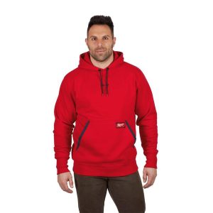 Men'S Medium Red Heavy-Duty Cotton/Polyester Long-Sleeve Pullover Hoodie