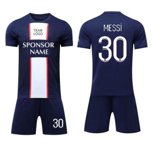 2022- Season Messi 10# 30# Soccer Football Jersey Men Kids Soccer Wear Uniform Soccer Jersey Set