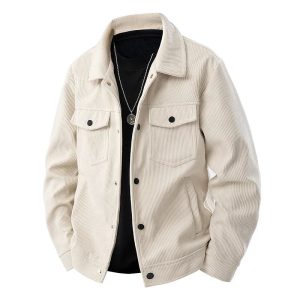 2025 Spring Autumn New Jacket Casual Cool Light Plush Pocket Button Soild Color Men's Jacket