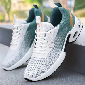 Men's Spring Casual Running Shoes Fashion Soft Sole Sports Sneakers Woven Upper Flying Stitch Design for Comfortable Footwear
