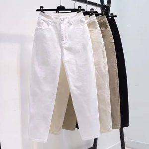 Korean Fashion High Quality High Elasticity Men's Pants Korean Style Luxury White Boyfriend Solid Designer Clothes Jeans Man