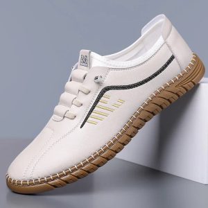 Handmade Leather Casual Men Shoes Design Sneakers Man Breathable Leather Shoes Men Outdoor Skate Shoes