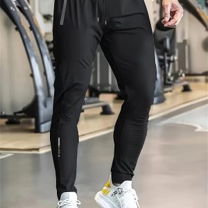 Men's High Elastic Zipper Pocket Trousers Lightweight Drawstring Sports Pants Gift Mens Sweatpants Fishing Vintage Football M
