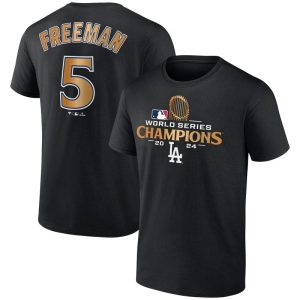 Men's Fanatics Freddie Freeman Black Los Angeles Dodgers 2024 World Series Champions T-Shirt