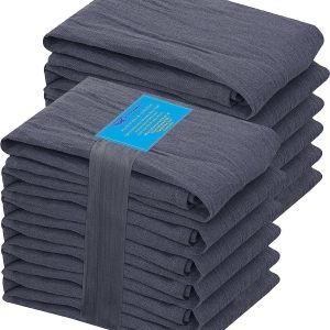 12 Pack Flour Sack Towels 28X28 Inch, 100% Ring Spun Cotton Tea Towels, Machine Washable. Highly Absorbent, Perfect for Dish Drying, Cleaning - Grey